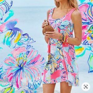Lilly Pulitzer Carmel Kir Royal Pink Swept By The Tides Pima Cotton Tank Dress